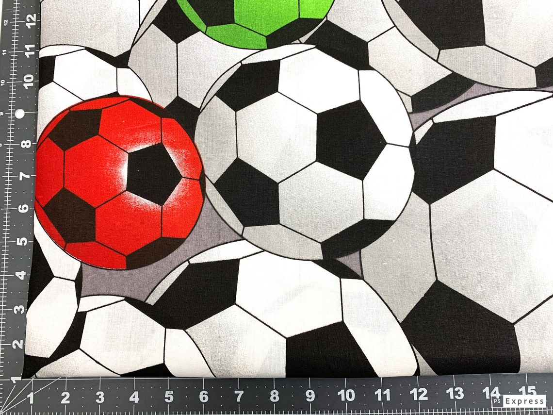 Soccer ball cotton fabric by the yard sports fabric Big soccer Etsy