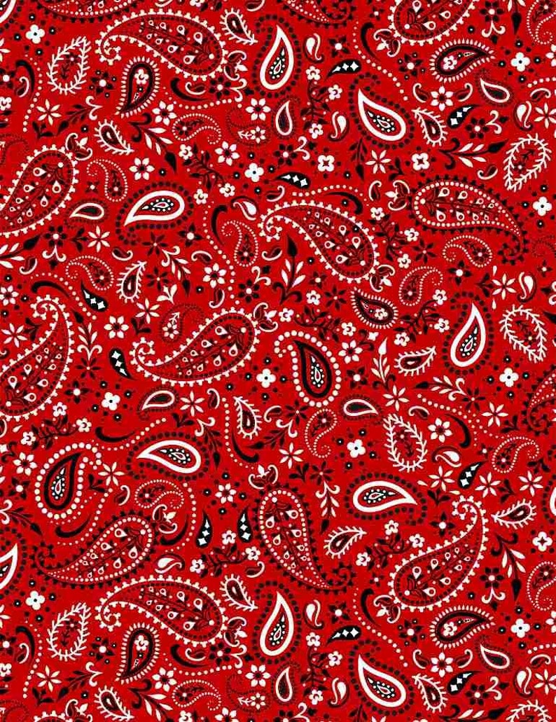 Red Bandana Cotton Fabric by the Yard C1213 Bandana Fabric Red Etsy
