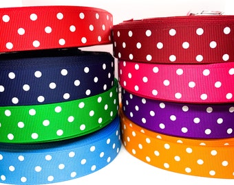 10mm x 25 metre Full Roll Grosgrain ribbon Polka Dot dots spot various colours 10mm x 25 metre Full Roll Grosgrain ribbon Polka Dot dots spot various colours