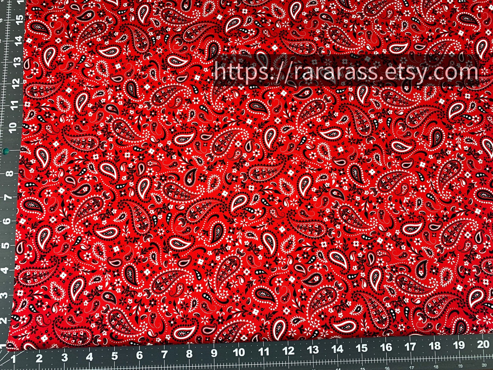 Red Bandana Cotton Fabric by the Yard C1213 Bandana Fabric Red Etsy