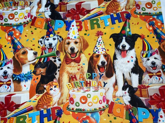 Anniversaire Bash Dog Tissu Danniversaire Par Cour Joyeux Etsy France