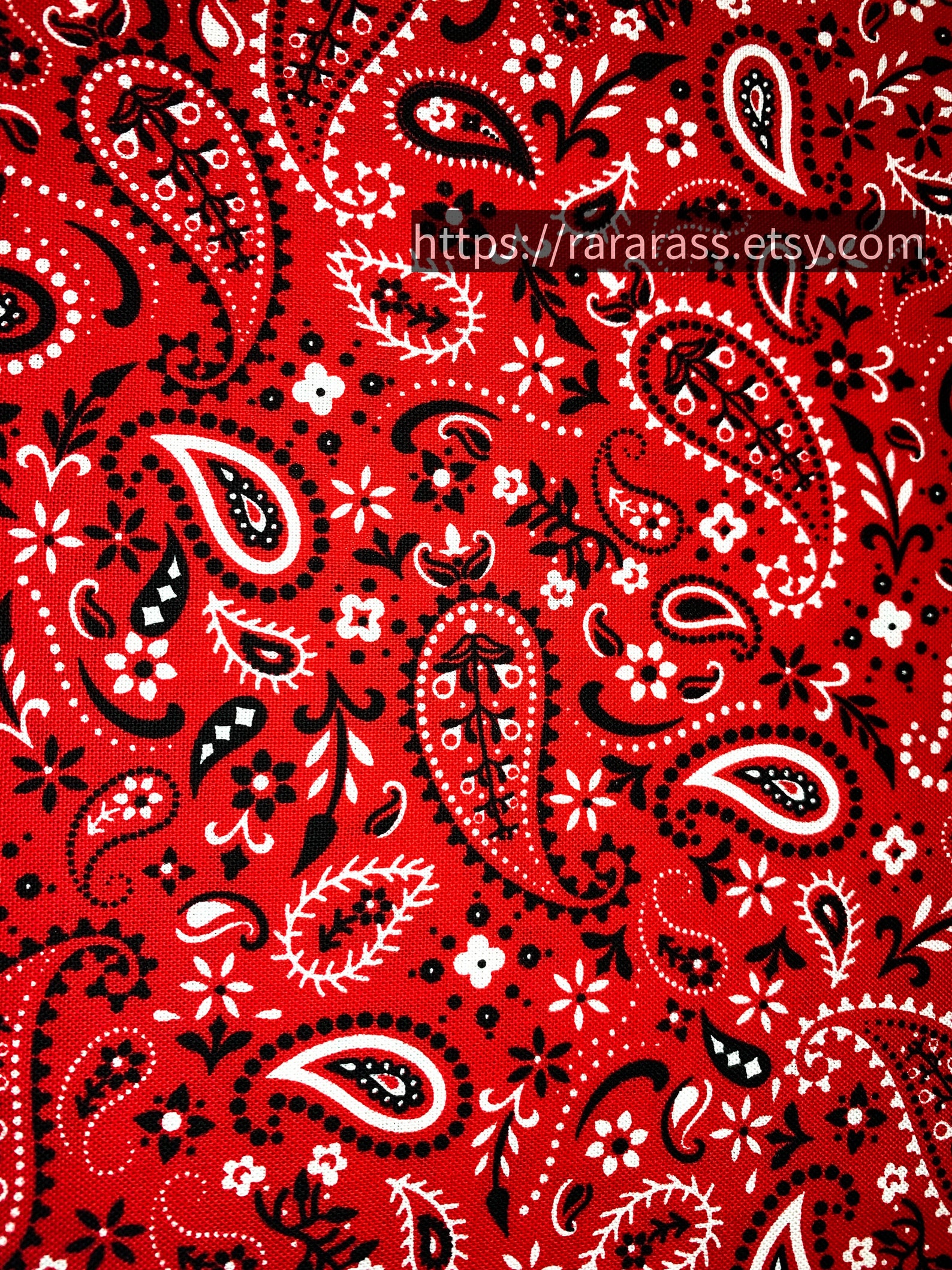 Red Bandana Cotton Fabric by the Yard C1213 Bandana Fabric Red Etsy