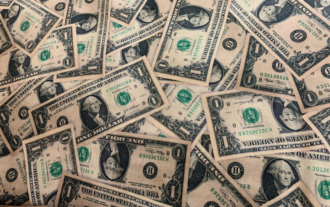 Money Cotton Fabric by the Yard Money Fabric Dollar Bill Etsy