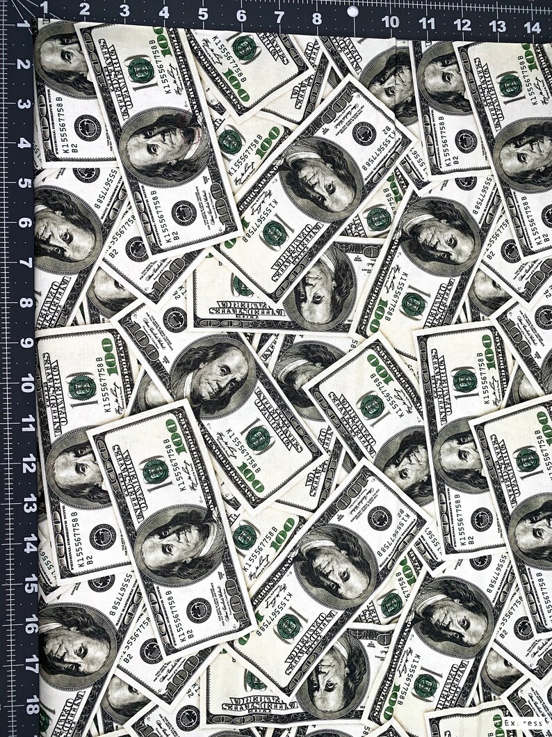 Money Money Money Cotton Fabric by the Yard 100 Hundred Dollar Etsy