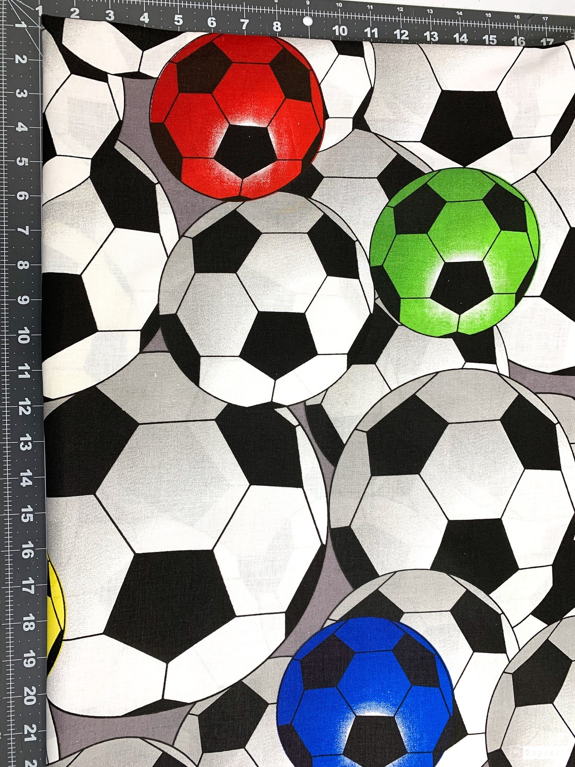 Soccer ball cotton fabric by the yard sports fabric Big soccer Etsy