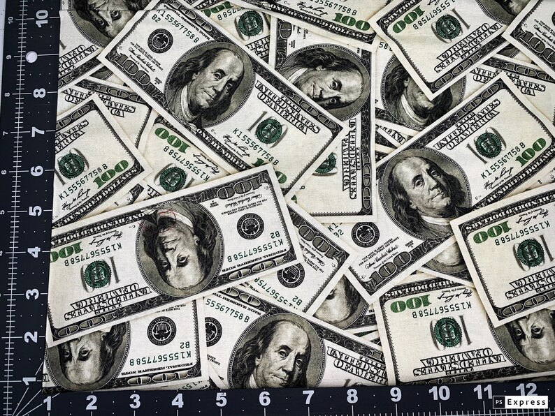 Money Money Money Cotton Fabric by the Yard 100 Hundred Dollar Etsy