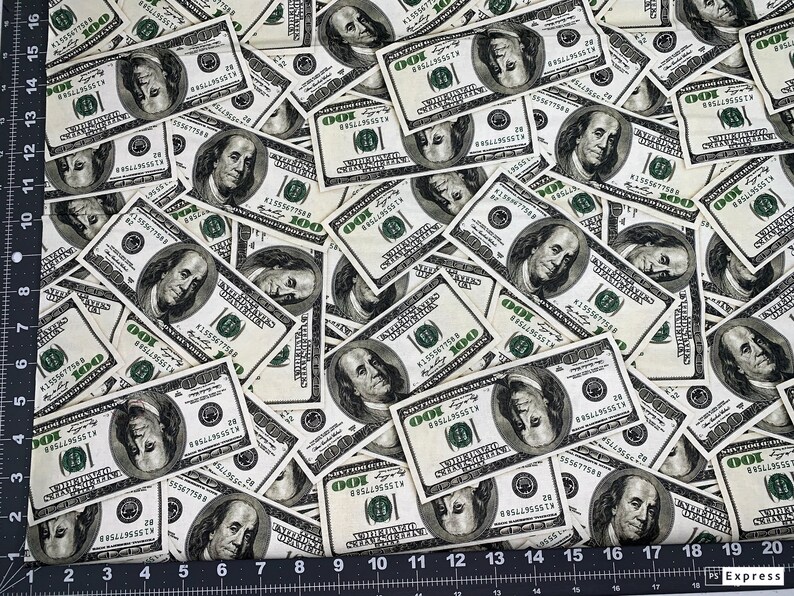 Money Money Money Cotton Fabric by the Yard 100 Hundred Dollar Etsy