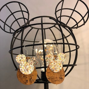 Rainbow glitter mickey earrings