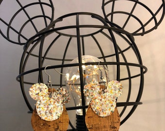 Rainbow glitter mickey earrings