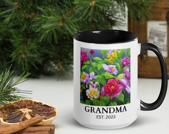 New Grandma Est 2023 2024 Mug First Time Grandparent Gift Promoted to Grandma Baby Announcement Custom Mugs