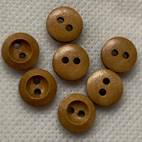 Natural Brown Wood Round Buttons, 10mm 2-Hole Wooden Buttons