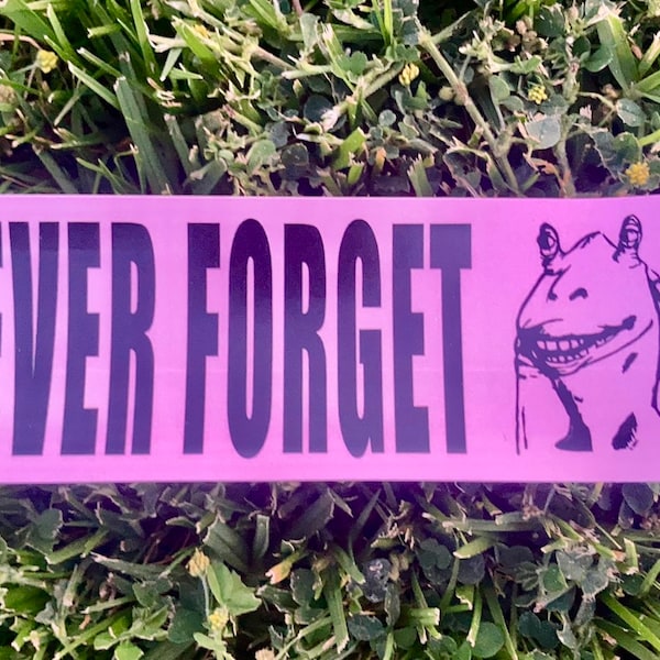 Jar Jar Never Forget Funny Bumper Sticker - Great Gift for Star War s fans - Meme Worthy decal