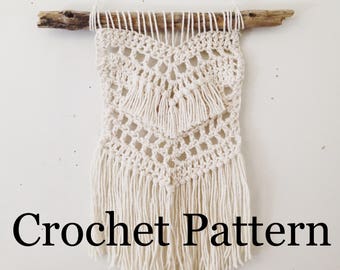 Suspensão de parede Boho de praia // Padrão de crochê // Suspensão de parede de crochê // Arte de suspensão de parede // Padrão de suspensão de parede // Arte de parede com franjas // Decoração