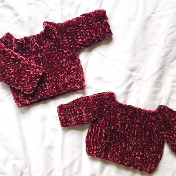 Velvet Baby Sweater burgundy Velvet Pullover Newborn Sweater