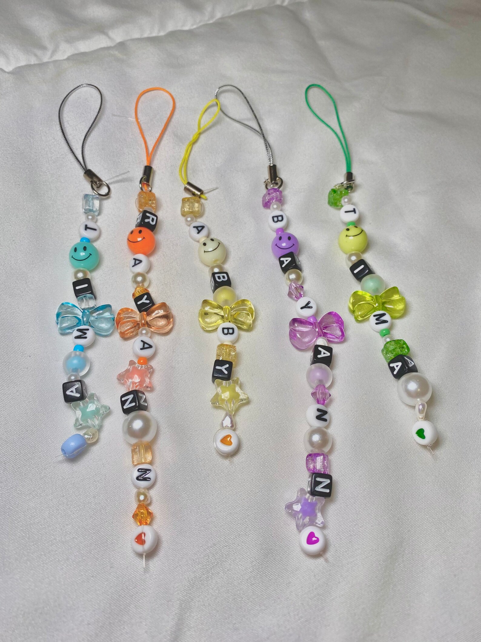 Name phone charm beaded phone string cute phone charm phone Etsy