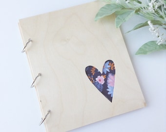 wooden heart photo album refillable floral photo album birthday gift mothers day gift graduation gift