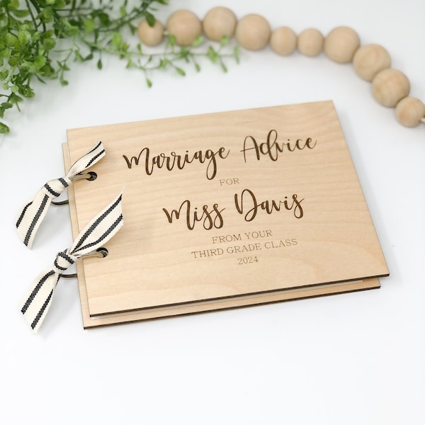 Wedding Gift for Teacher - Marriage Advice from Students - Class Gift - Memorable Gift - Personalized - Kindergarten 1st 2nd 3rd 4th 5th 6th