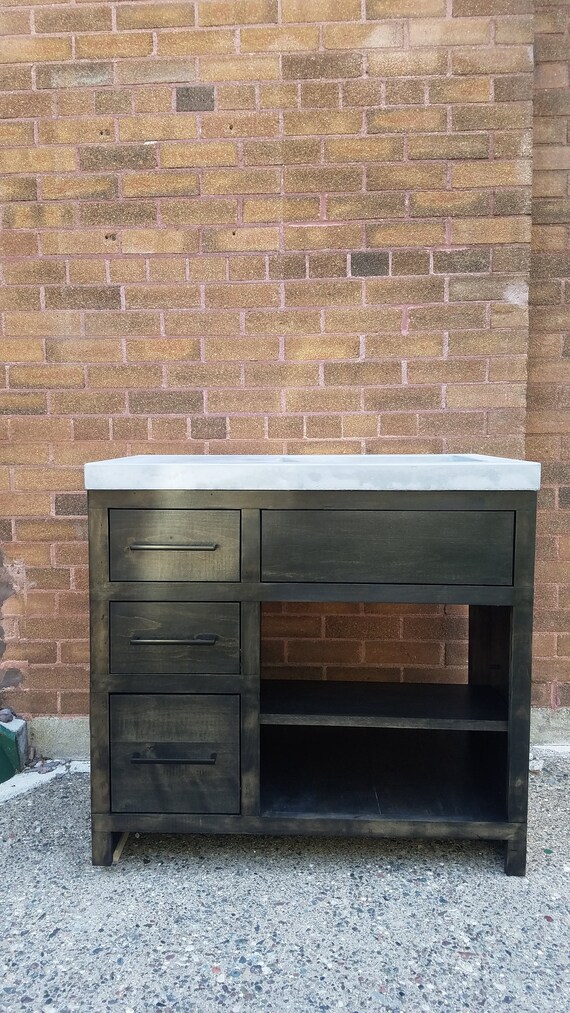 Concrete Bathroom Vanity Top Wood Base Etsy