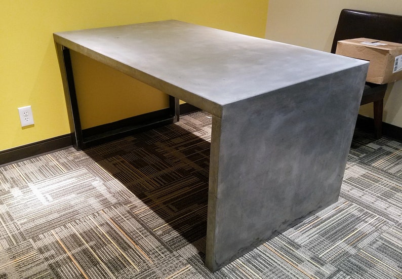 Concrete table with waterfall leg Etsy