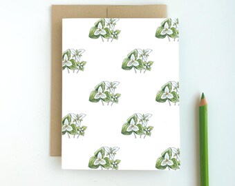 Trillium Flower Greeting Card w/ Kraft Envelope