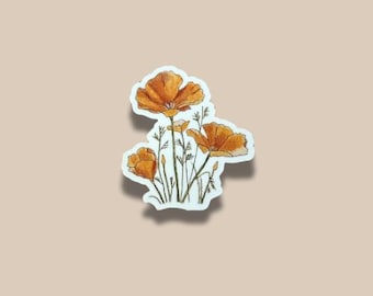 California Poppy Flower Durable Vinyl Sticker