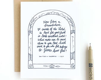 How Firm A Foundation Card w/ Kraft Envelope // Christian Hymn Collection // Greeting Card