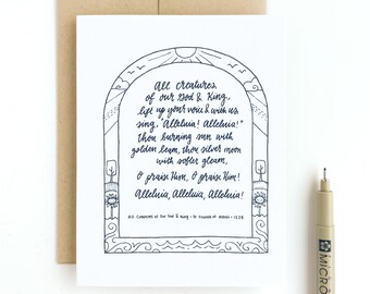 All Creatures of Our God and King Card w/ Kraft Envelope // Christian Hymn Collection // Greeting Card