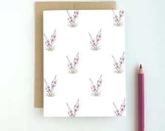 Fireweed Flower Greeting Card w/ Kraft Envelope