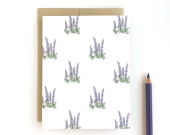 Lupine Flower Greeting Card w/ Kraft Envelope