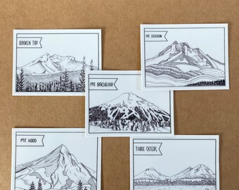 Oregon Mountain Stickers - Hood, Jefferson, Bachelor, Three Sisters, Broken Top - Durable Vinyl Stickers - 2.66x2 inches - Hiker Sticker