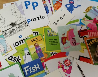 Vintage Flash Card Style GO FISH GAME Use To Teach Children Consonant Sounds Red,Blue,Yellow Illustrations Retro Graphics Home School,Crafts