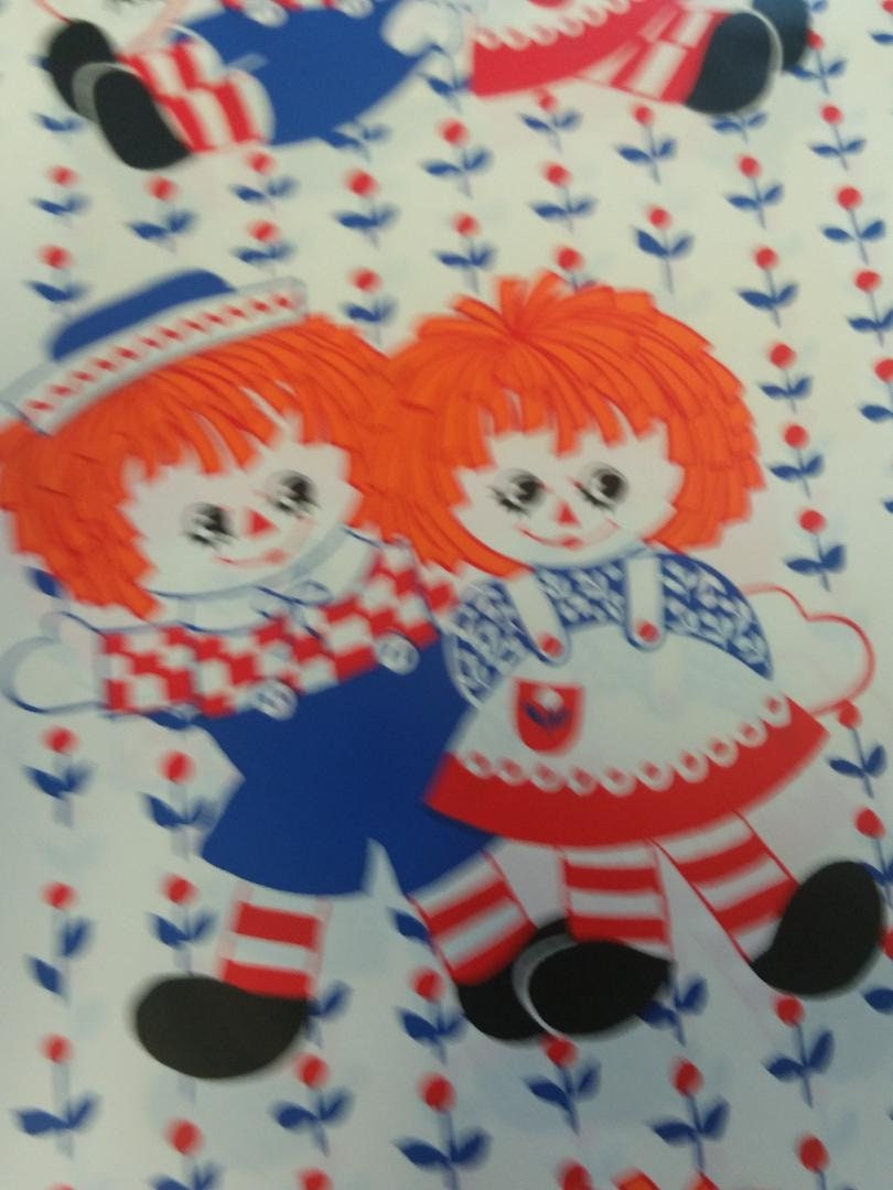 Ann Droid Rapping Paper Vintage Wrapping Paper - 1970s Hallmark Raggedy Ann and Andy Love You ...