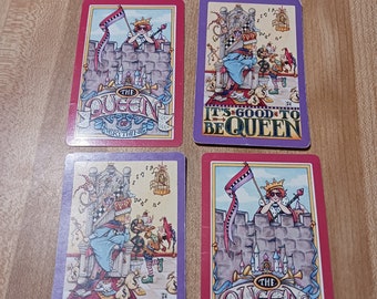 Vintage Ephemera Lot ~ Mary Engelbreit Playing Cards ~ 90s ~ Mixed Media Collage ~ Junk Journal ~ Swap Cards - Queen