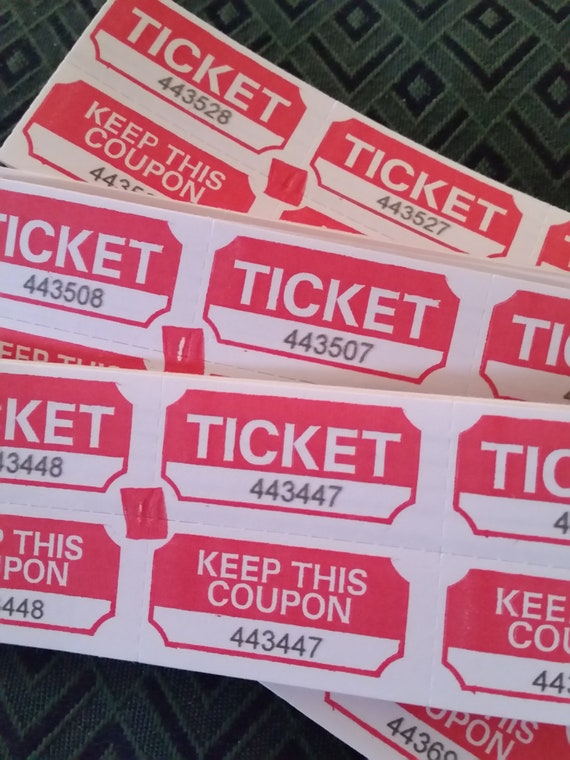 25 red 2 part tickets raffle tickets vintage paper etsy