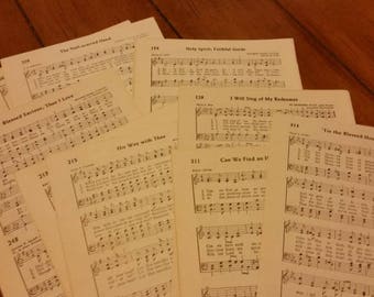 Vintage Ephemera *Vintage Hymnal Book Pages*Hymns*Vintage Sheet Music*Bible Journal*Junk Journal Supply*Vintage Music Paper Pack -10 pcs