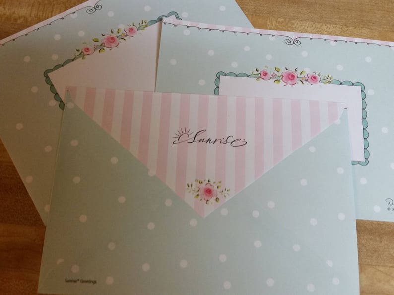 Vintage Envelope Collection ~ Trio of Pink and Blue Decorated Envelopes