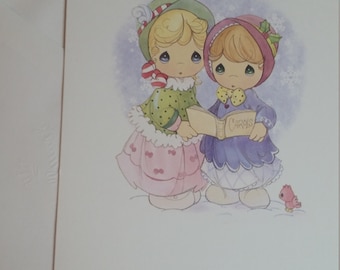 Vintage Greeting Card - Hallmark 2002 Precious Moments Christmas Card - Song of Joy - Carolers-(GC3)