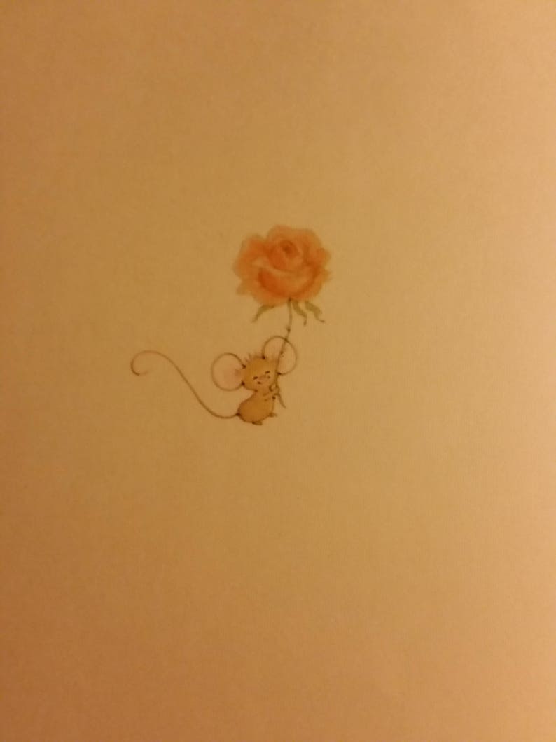 Vintage Greeting Card Little Girl Giving Girl a Pink Flower Vintage Suzy Angel Angelove Ambassador Greeting Card