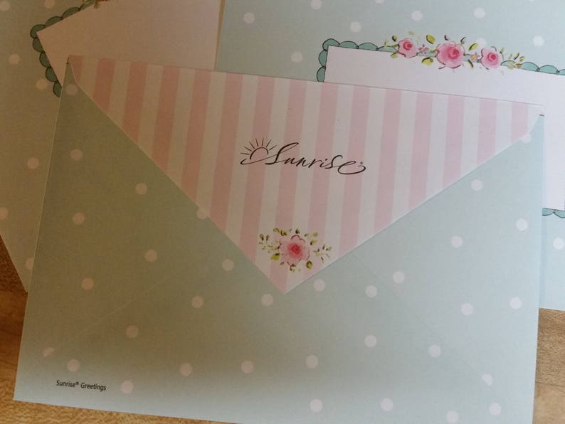 Vintage Envelope Collection ~ Trio of Pink and Blue Decorated Envelopes