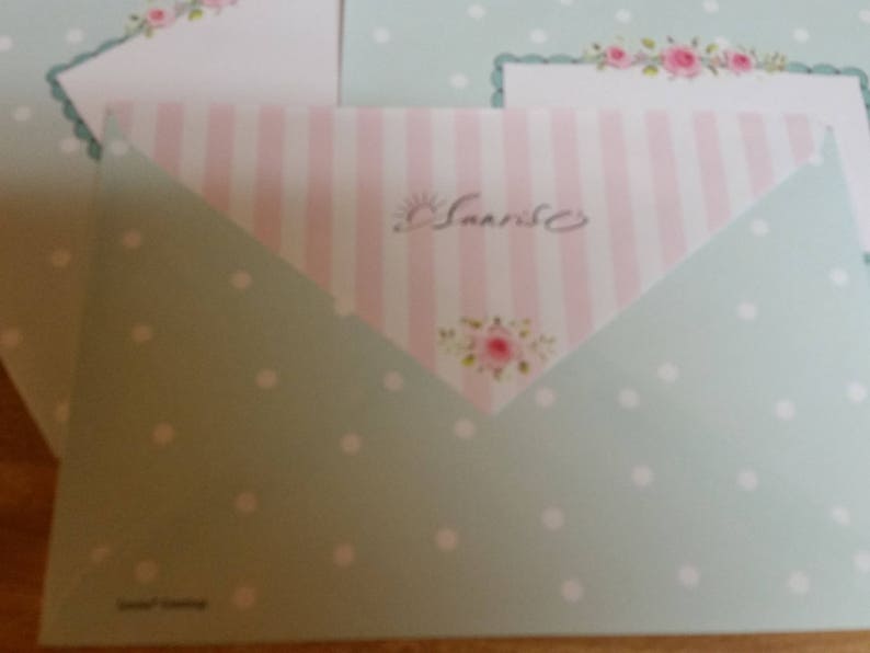 Vintage Envelope Collection ~ Trio of Pink and Blue Decorated Envelopes