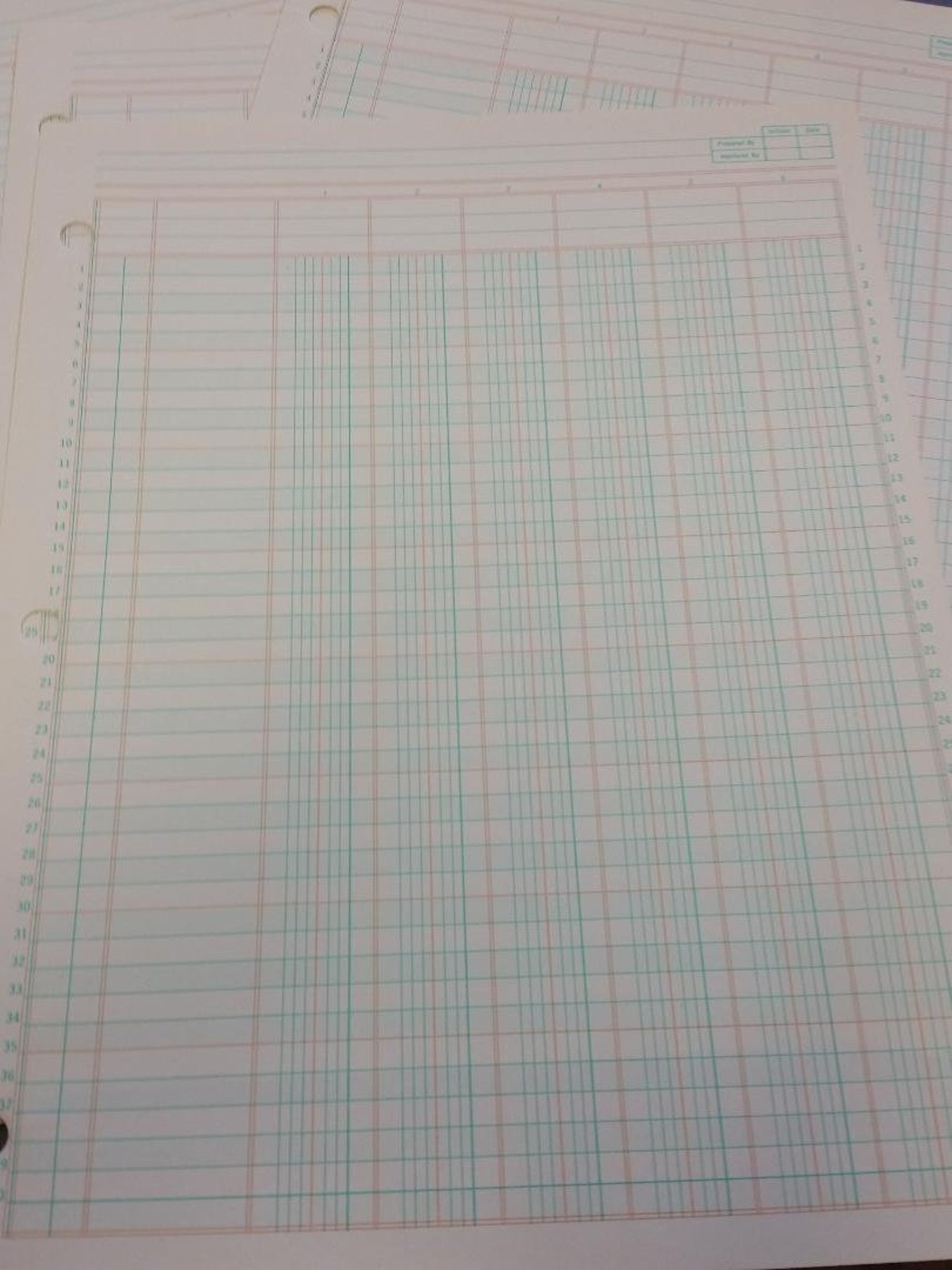 Vintage Green Ledger Paper/ Vintage Paper/ Vintage Office Etsy