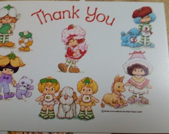 Vintage Stationery Postcard - Strawberry Shortcake and Custard with Friends - Thank You Postcards - Set of 2  - (GC4)