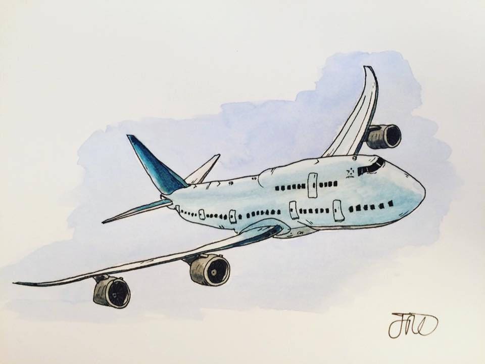 Original Aeroplane Plane Watercolour Painting Etsy