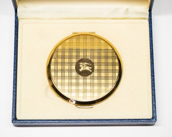 Vintage Burberrys Of London Gold Compact In Presentation  Box Unused