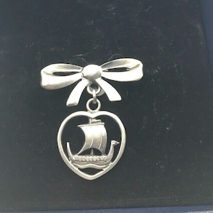 Mid Century Danish Silver Carl Ove Frydensberg Sweetheart Pin Brooch Handmade Silver