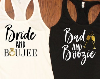 Bachelorette party shirts.Bachelorette tank tops.Bad and boozie tank.Bridesmaid tank .Wedding shirt.Bridal wine Shirts.Bride wine tank T167