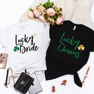 Bachelorette Party Shirts. St Patricks Day Bachelorette.Lucky in Love Shirts.Just Lucky Shirts.Irish Shamrock.Drunk in Love.Lucky Bride T353