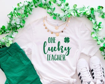 Blessed Teacher, One Lucky Teacher, Teacher Gift, St. Patrick's Day Shirt,St Patrick's Day Tees, Shenanigans Shirt, Day Teacher Shirt. T229