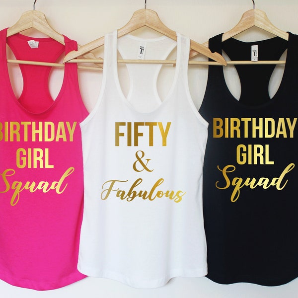 Fifty and Fabulous,Fifty AF,50th Birthday Shirt,Birthday Shirt,Fifty Birthday,50th Birthday Gift,Gift for her,Fifty squad shirts T179