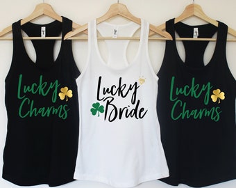 Bachelorette Party Shirts. St Patricks Day Bachelorette.Lucky in Love Shirts.Just Lucky Shirts.Irish Shamrock.Drunk in Love.Lucky Bride T353